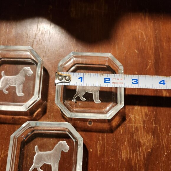 Vintage Crystal Clear Glass Salt Dish With Etched Scottie Dog Design Terrier - Picture 5 of 7